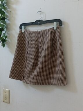 Brown Check A-Line Skirt